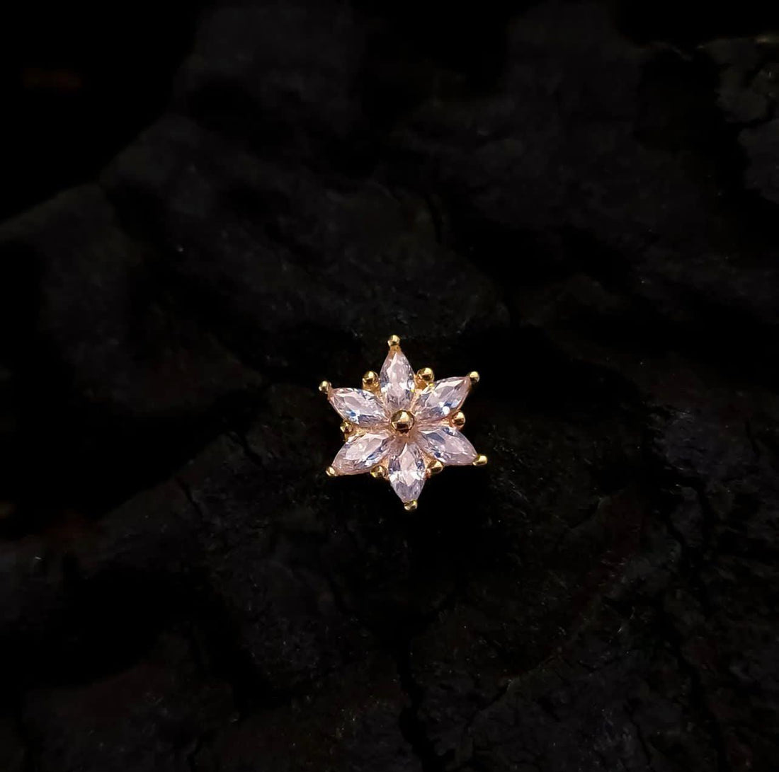 18k Gold Dermal Top Marquise Blossom