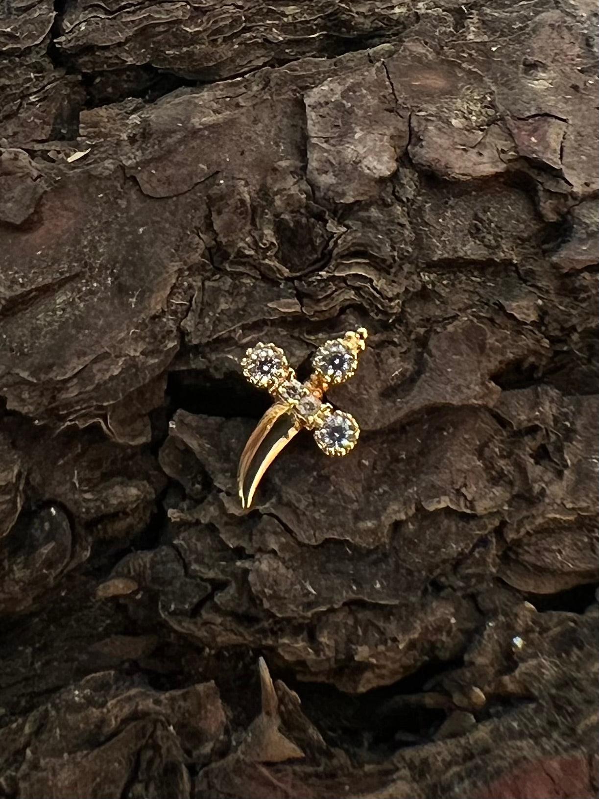 18k golden Dagger Earring