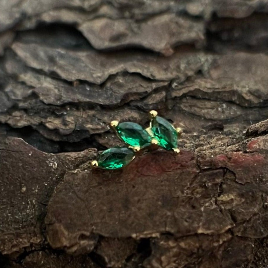 18k Gold Green Marquise Earring