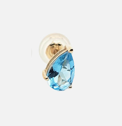 18k Gold Blue Tear Earring