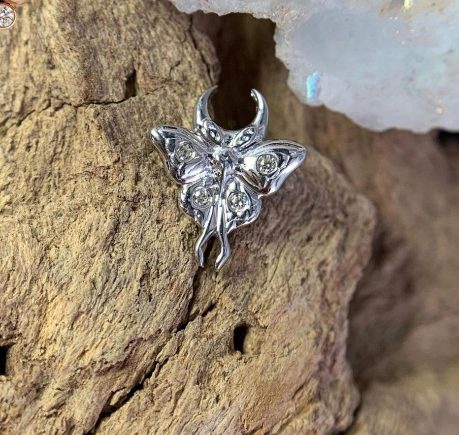 18k White Gold Luna Moth Earring