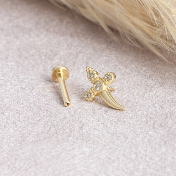 18k golden Dagger Earring