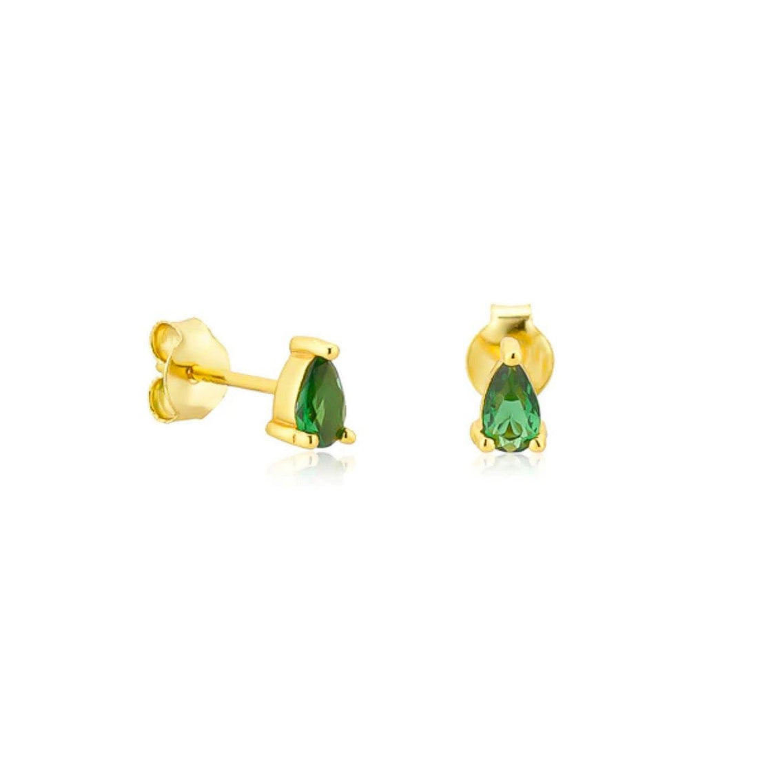 18k Gold Green Pear Earring